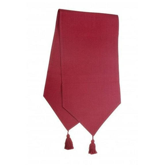 13 x 72 in. Ribbed Table Runner with Tassels, Burgundy