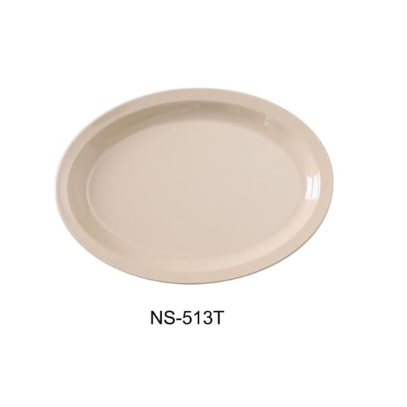13 x 8.5 in. Nessico Oval Platter with Narrow Rim, Tan - Pack of 12