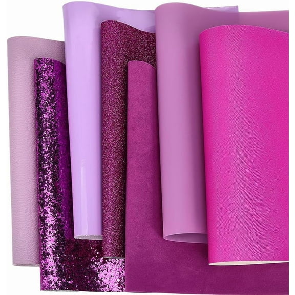 13 x 8 Inch Solid PU Leather Sheets 7 Styles Holographic Faux Leather Rolls 7 Colors Glitter Synthetic Vinyl Fabric Leatherette Set