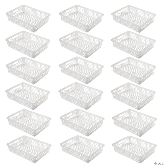 13" x 9 3/4" Bulk 18 Pieces Clear Classroom Storage Baskets with Handles