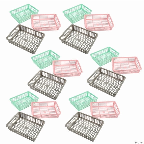 13" x 9 3/4" Bulk 18 Pieces Pastel Classroom Storage Baskets with Handles