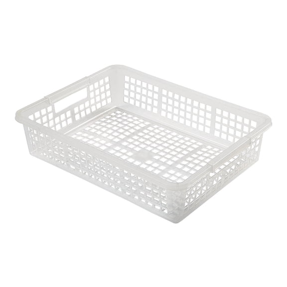 13" x 9 3/4" Clear Classroom Storage Baskets with Handles - 6 Pieces