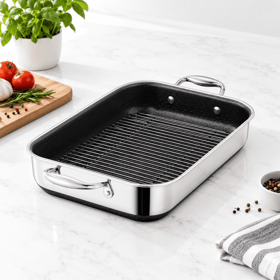 13 x 9 Inch Rectangular Nonstick Hybrid Roasting Pan with Rack
