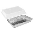 13" x 9" Oblong Aluminum Disposable Cake Pan with Clear Dome Lids HFA