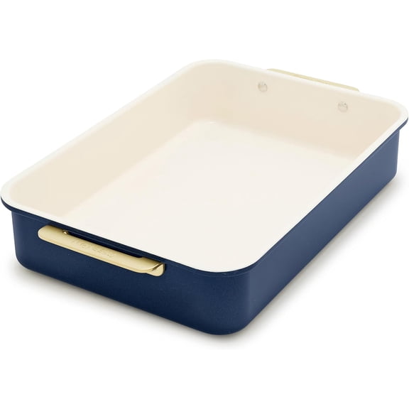 13" x 9" Rectangular Ceramic Nonstick Baking Pan, PFAS & BPA Free, Oxford Blue, Freezer-to-Oven, Scratch Resistant