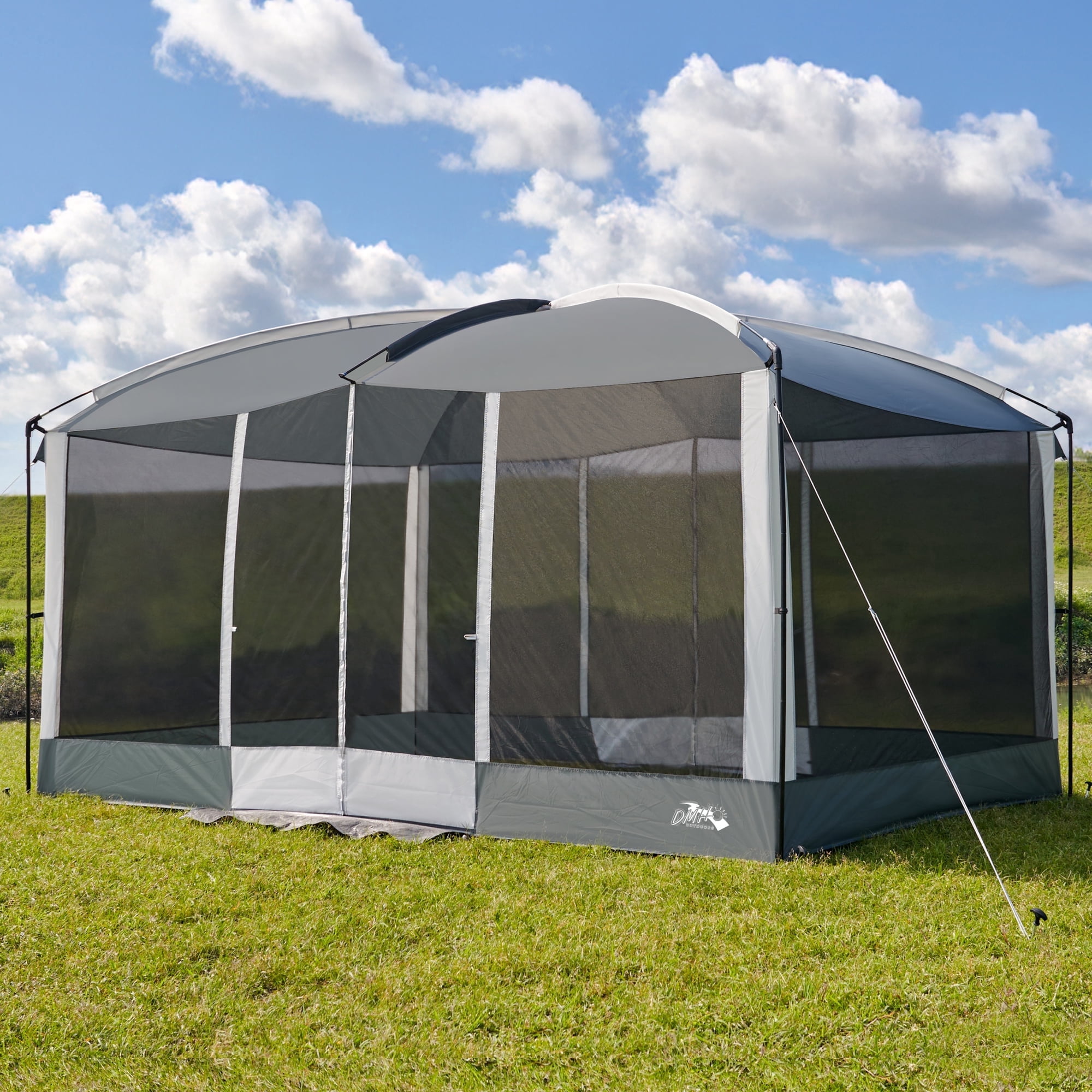 13' x 9' Screen House Tent with Projection Mesh Gazebos Camping Tent for Outdoor Patios Backyards Gray