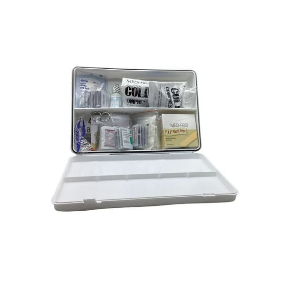 13" x 9" x 3" Plastic Cabinet First Aid Kit - Pre-stocked -1 Count (FAK50P)
