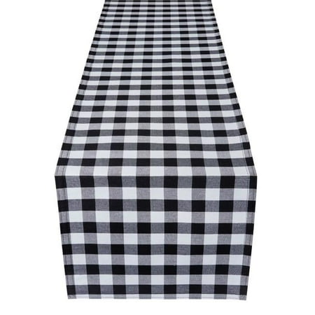 13 x 90 in. Buffalo Check Reversible Table Runner, Black & White