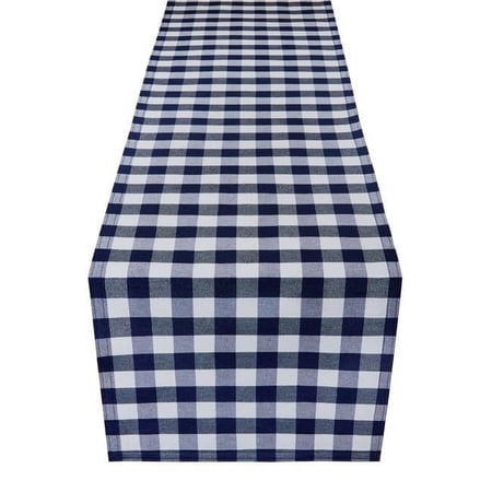 13 x 90 in. Buffalo Check Reversible Table Runner, Navy