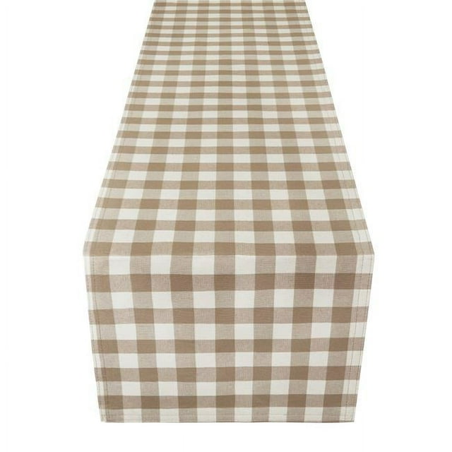 13 x 90 in. Buffalo Check Reversible Table Runner, Taupe