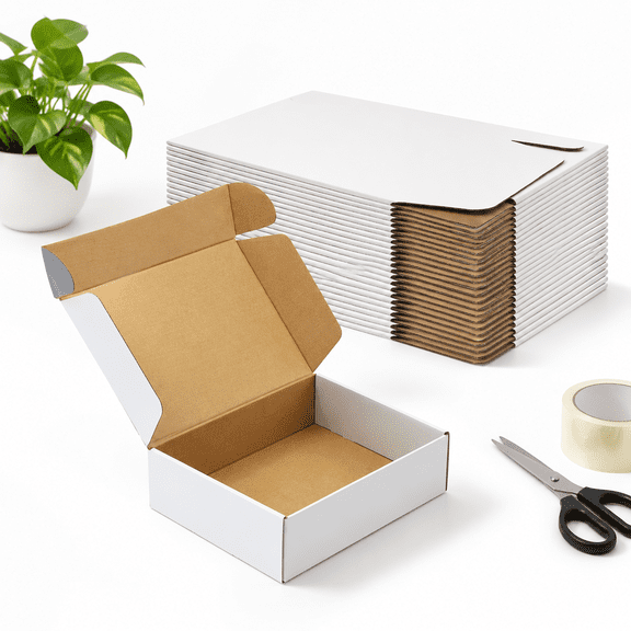 13''x10''x3'' White 20-Pack Corrugated Shipping Packaging Boxes