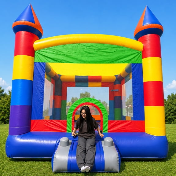 13'x12.5' Commercial Bounce House, PVC Inflatable Bouncy Castle with Blower & Basketball Hoop, Giant Jumper for Parties, Events & Rentals