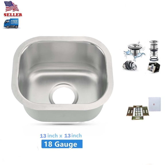 13"x13" Undermount Small Bowl Kitchen Bar Prep Sink Stainless Steel New