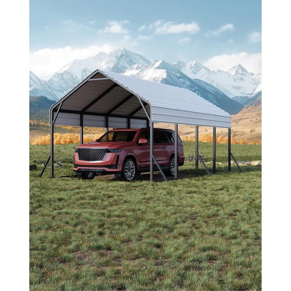 13'x21'x11' Heavy-Duty Metal Carport  Oversized Steel Shelter for Pickup Trucks, Boats, Tractors & RVs, All-Weather Outdoor Storage