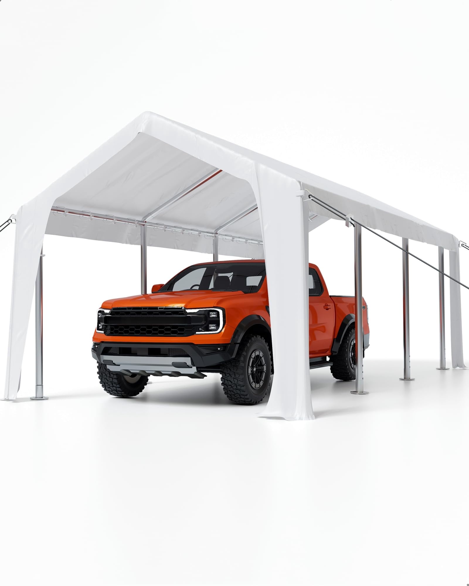 13'x25' Waterproof & UV-Resistant carport Replacement Canopy Cover -220G PE Fabric - White (Cover Only, Frame Not Included)