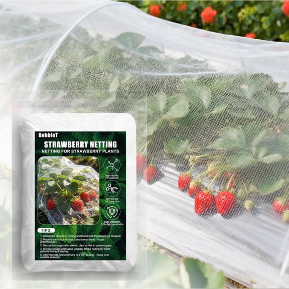 13'x32.8' Garden Netting for Strawberry Plants HDPE Fine Bird Raised Bed Row Cover Screen Mesh Net Fruit Tree Vegetable Flowers Large Area Protection