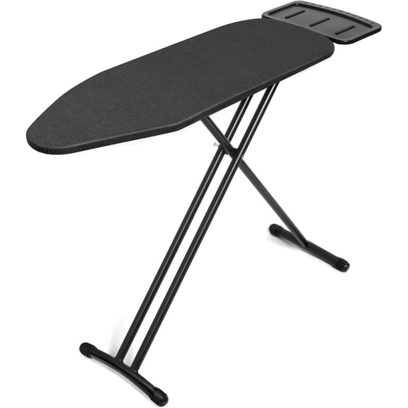 13"x38" Ironing Board with Heat Resistant Cover and 10mm Foam, Ironing Boards Full Size with Silicone Steam Iron Rest, Adjustable Height,Heavy Sturdy T-Legs,Black