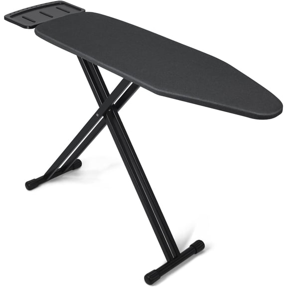 13"x43" Ironing Board with Heat Resistant Cover and Thicken Felt Pad, Ironing Boards with Silicone Steam Iron Rest, Heavy Sturdy T-Legs,Black