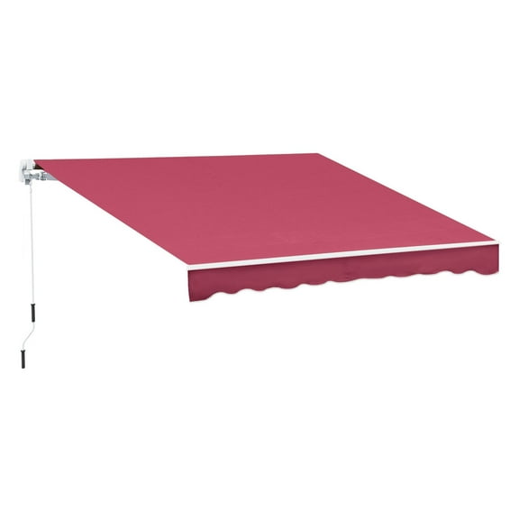 13'x8' Retractable Patio Awning, Wine Red - Adjustable Shade for Deck, Yard, Balcony; Durable Aluminum Frame, UV Protection, Manual Operation