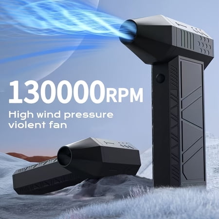 130,000 RPM Super Turbo Fan, High-Power Brute Force Fan, USB-C Fast Charging, Adjustable Wind Speed, Rechargeable Air Blower for Computer Cleaning, Car Cleaning, Dust Removal, Leaf Blowing, Cooling