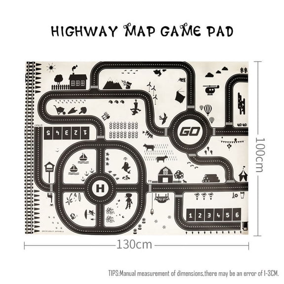 130*100cm Road Mat Children Traffic Car Map 83*58cm Educational Toy Road Plastic Carpet Playmat For Mats City Kids Toys Games
