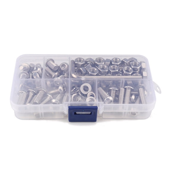 130* 304 Stainless Steel Metric M6 304 Stainless Steel Button Head Socket Cap Screws Nuts Kit