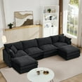 thumbnail image 1 of 130.7 " Modular Sectional Sofa, U Shaped  Chenille Couch Set for Living Room, , Black 4-Seater Comfy Cloud Couches with Movable Ottoman, 1 of 8