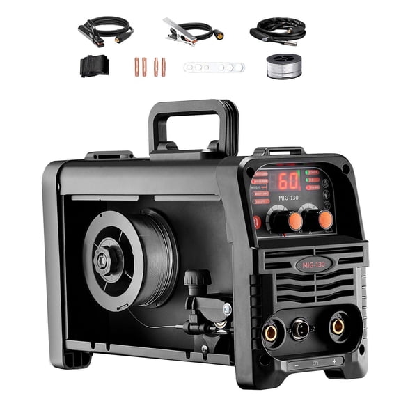 130 Amp IGBT Inverter MIG Welding Machine 110V Portable 3 in 1 Flux Cored Wire MIG MMA TIG Welder with Digital Display