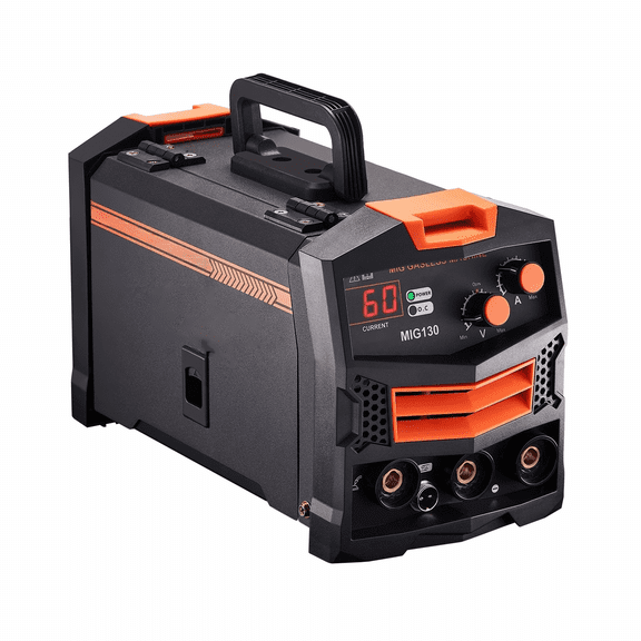 130 Amp MIG Welder Gasless Flux Core Welding Machine IGBT Inverter 8mm Thickness, Mild Steel, Stainless Steel, Portable Welder with Digital Display