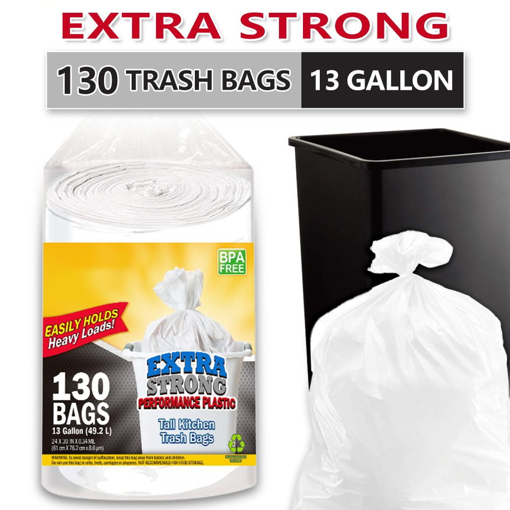 130-Pack 13 Gallon Heavy-Duty Garbage Bags – Expandable, Leak-Resistant, Odor-Proof Trash Bags for Home & Outdoor