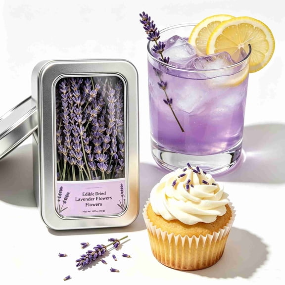 130+ Edible Dried Lavender Sprigs, Food Grade Natural Lavender Stems for Cocktail Drinks, Cake Baking, Dessert Garnish, Tea Brewing & DIY Floral Craft Decor