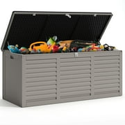 130 Gallon Outdoor Storage Box, Seizeen Resin Deck Box, Waterproof Large Patio Lockable Deck Box for Outside Cushions, Pool Accessories, Throw Pillows, Garden Tools, Gray