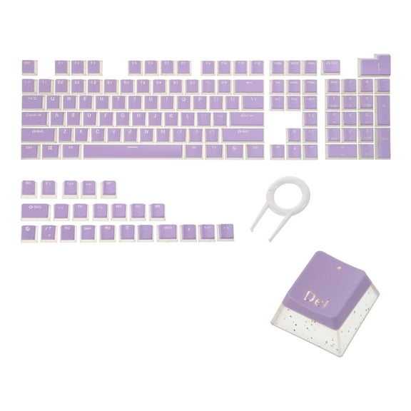 130 Keys Pudding Keycaps Set OEM Profile ABS for Mechanical Keyboard Layout with Keycap Puller, Lavender Purple