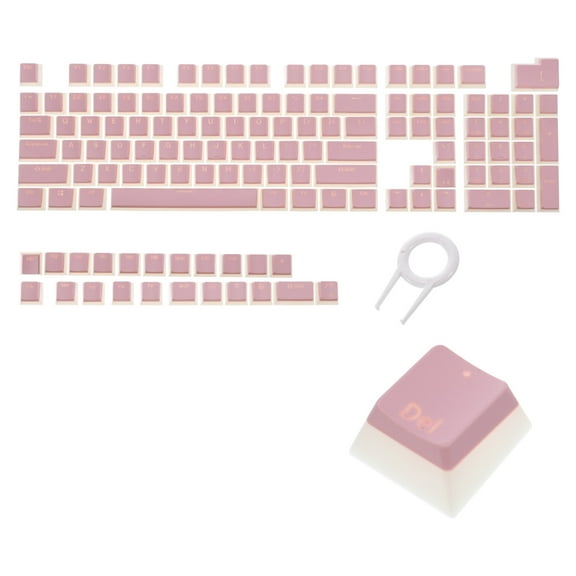130 Keys Pudding Keycaps Set OEM Profile PBT for Mechanical Keyboard Layout with Keycap Puller, Pink