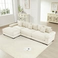 thumbnail image 1 of 130" Oversized Cloud Modular L-Shape Sectional Couch, Soft Textured Fabric,With Chaise Deep Seat Wide Armrest Ergonomic Design 9 Pillows Easy Assembly,For Living Rooms Bedroom,Cream, 1 of 27