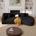 thumbnail image 1 of Hawsaiy 126" Oversized Modular Sectional Sofa, Modern Deep Seat Curved Cloud Couch, Soft Corduroy Upholstered Sofa for Living Room, Black, No Assembly, 1 of 15
