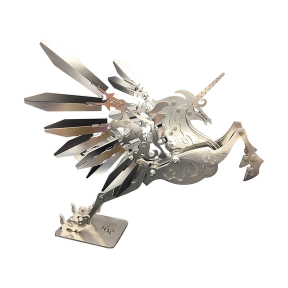 130+PCS 3D Metal Mythical Horse Model, DIY Mechanical Assembly Puzzle, Stainless Steel Creature Desktop Decoration(Medium)