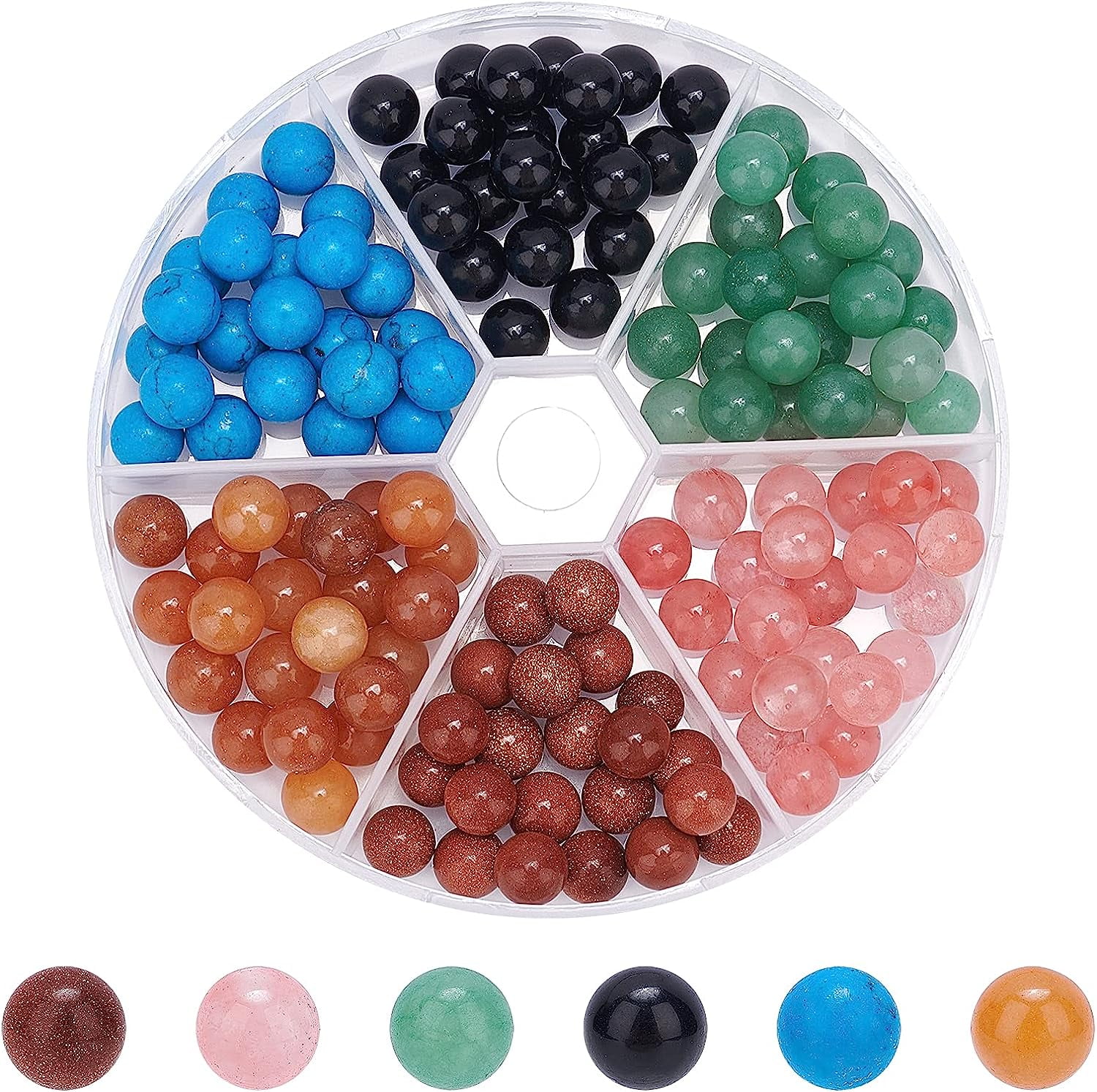 130 Pcs 6 Colors Undrilled Gemstone Beads 8mm Natural & Stone Beads Polished Rock Beads for Jewelry Making