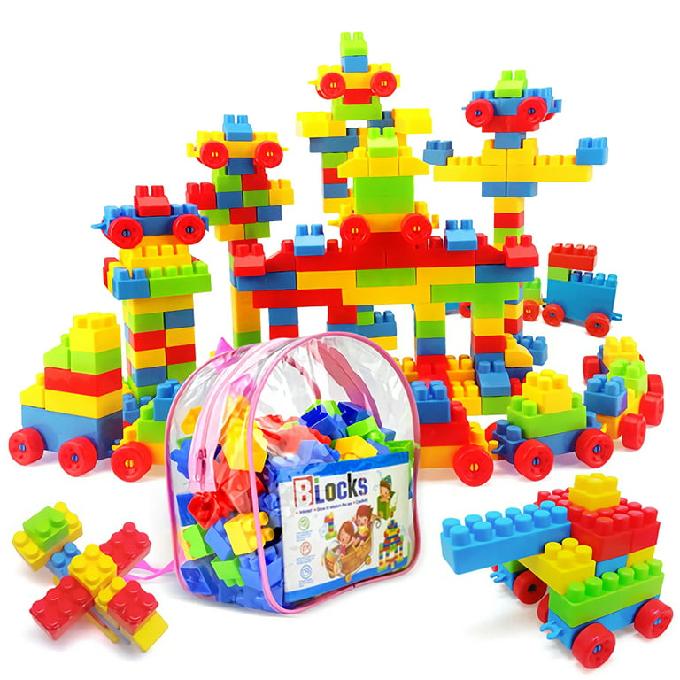 130 Pcs Building Toys for Toddlers, First Builders Building Blocks with  Building Bag, Educational Assembly Toys Creative Kids Building Blocks for