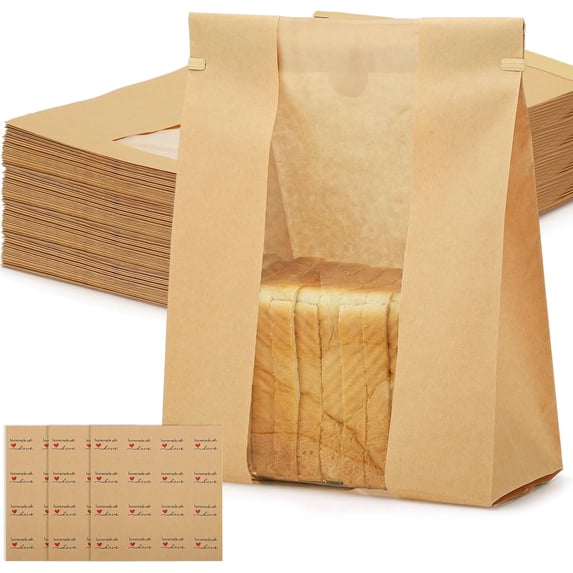 130 Pcs Paper Bread Bags with Window, 16x10.2x5in Sourdough Bread Bags ...