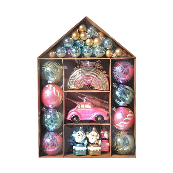 130-Piece Shatterproof Christmas Ball Ornaments Set - 2.4" Electroplated Plastic Glitter Balls for Tree Decor D