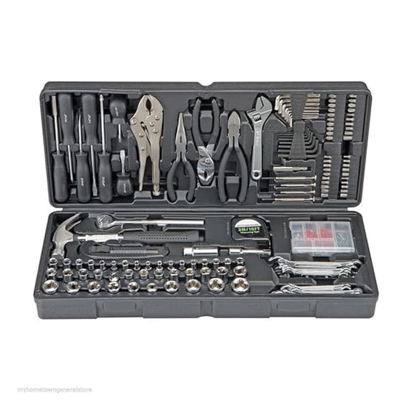 130 Piece Tool Set with Case - Auto & Home Repair Kit - SAE & Metric - Socket Set, Wrench Set, Screwdrivers & Pliers