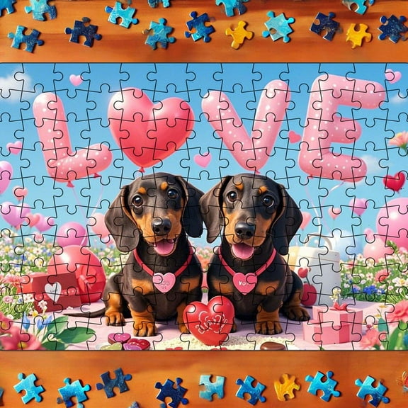 130 Piece Valentine's Day Themed Puzzle Set for Family Game Night and Couples Activity A5 Size