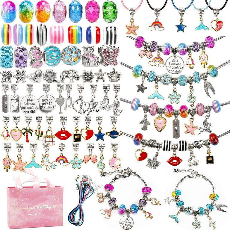 Buy 108 PCS Charms Bracelets Jewelry Making Kit Girls DIY Beads Friendship  Bracelet Unicorn Animal Colorful Cute Pendant Necklace Adjustable Snake  Chain Kids Teens Gift Online at desertcartINDIA
