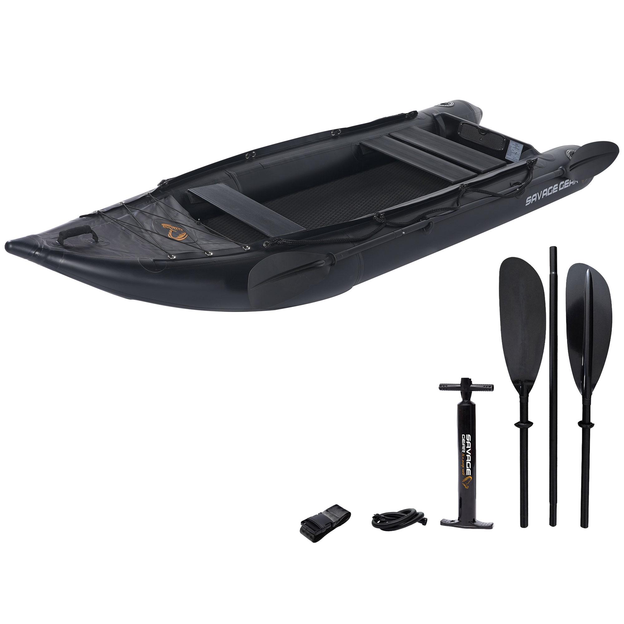 130'' Sit-on-Top Fishing Kayak with Aluminum Oar, 2-Person Inflatable Kayak with Pump, Aluminum Alloy Seat, Portable Recreational Touring Kayak with Inflatable Mat, Repair Kit, Black - image 1 of 9