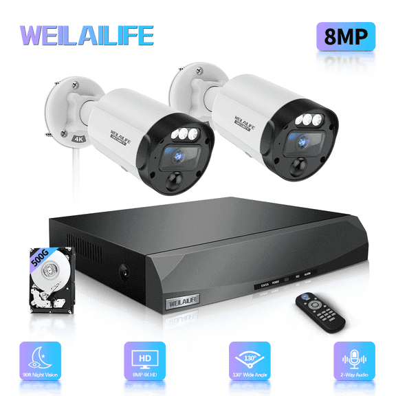 【130° Ultra Wide-Angle】 Outdoor Wired Security Camera System, Wired Home Security Camera System, Home Video Surveillance System