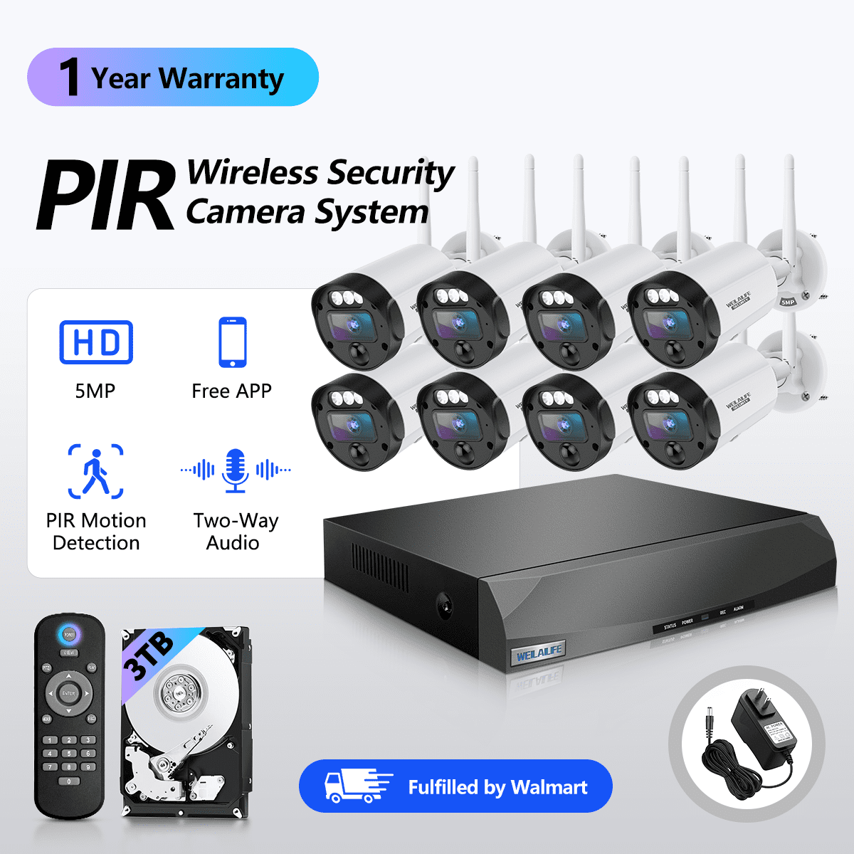 【130° Ultra Wide Angle】Outdoor Wireless Security Camera System, Home ...