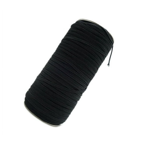 130 Yard 3mm 1/8 Inches Width Elastic Band Cord String for DIY Material Handmade Project Sewing Trim Spandex Woven Polyester Soft Ear Tie Strap Rope Craft Trim Earloop Color Black