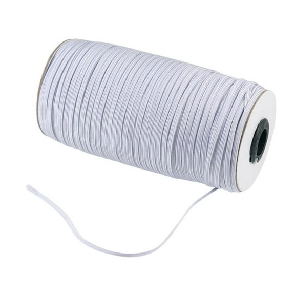 130 Yard 3mm 1/8 Inches Width Elastic Band Cord String for DIY Material Handmade Project Sewing Trim Spandex Woven Polyester Soft Ear Tie Strap Rope Craft Trim Earloop Color White