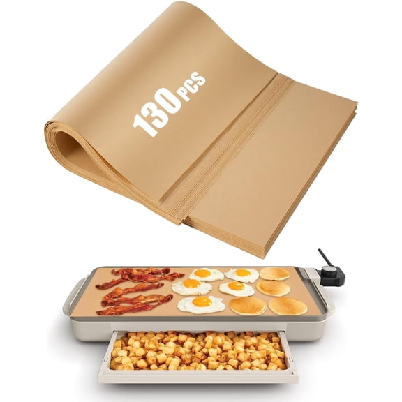 130 count Air Fryer Paper Liners Compatible with Bella 10" x 20" Electric Griddle with Warming Tray, Non-Stick Disposable Paper Cooking Sheets Oil Proof Accessories for Bella Electric Griddle